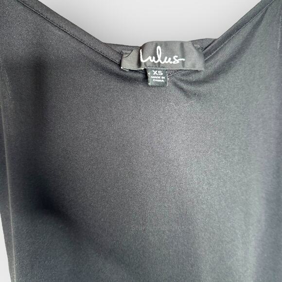 Lulus XS Black Satin Slip Dress V-Neck Mini Lined Party Glam Evening Wear - Picture 3 of 8